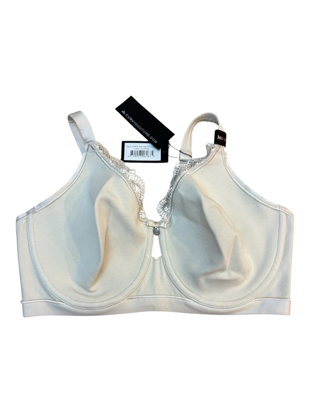 NWT Curvy Couture Cotton Lux Unlined Underwire Bra 36DDD Natural Nude 1291E